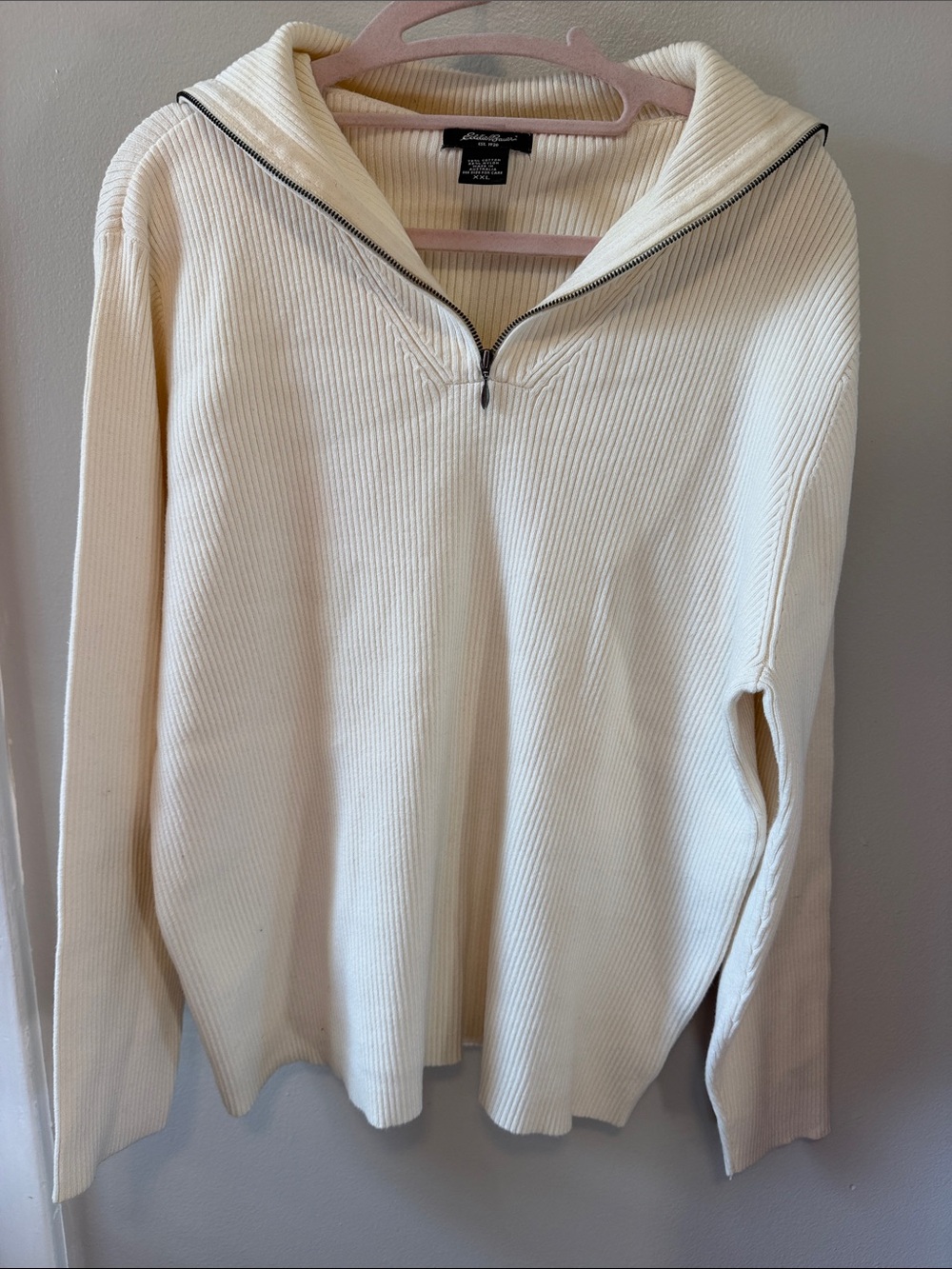 Eddie Bauer Cream Ribbed Cowl Neck Sweater Top